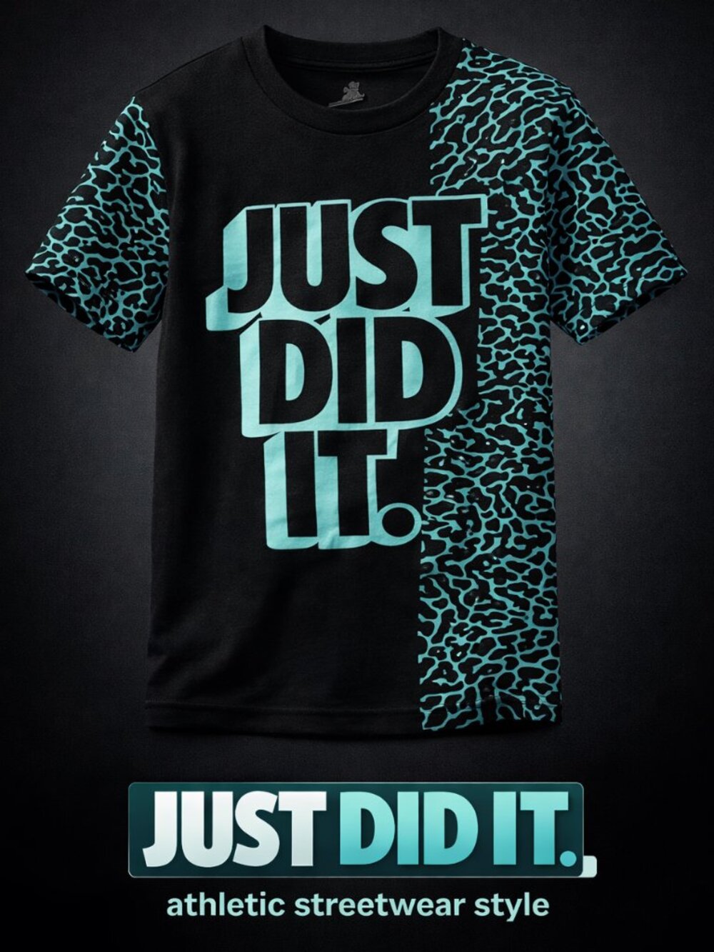 Nike Just Do It T Shirt Youth Small Black Teal Graphic Tee Athletic Short Sleeve